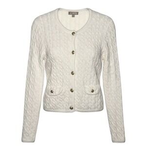 J Crew XS Odette Cable Knit Sweater with gold buttons Classic Elegance!